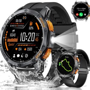 LIGE GPS Military Smart Watch for Men, LED Flashlight/Compass/45 Days Battery/IP68 Waterproof 1.43'' AMOLED Smartwatch, 100+ Sports Modes Fitness Tracker, Rugged Smart Watches for Android iOS