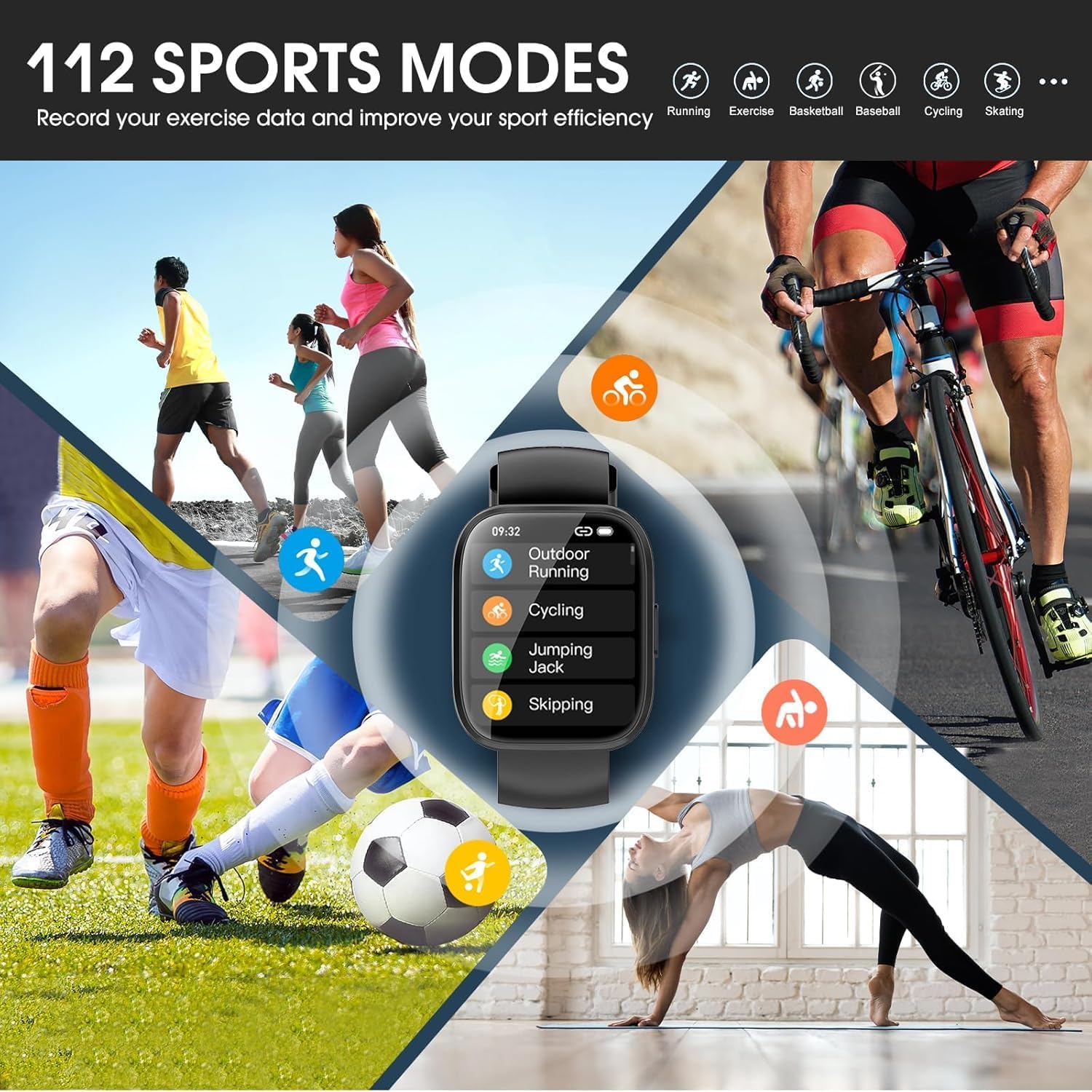 Smart Watch, Fitness Tracker with Dail Calls Speaker, 1.85" TFT-Touch Screen Smartwatch, 112 Sport Modes Activity Tracker with Heart Rate Monitor, IP68 Waterproof, Pedometer Watch for Women Men - Image 4