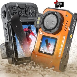 8K UHD 70MP Digital Camera with 32GB Card Rugged Waterproof Dustproof Shockproof 33FT Underwater Camera Dual-Screen Selfie for Snorkeling Autofocus Point and Shoot Digital Camera (Orange)