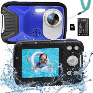 16FT Waterproo Camera, 30MP Underwater Digital Camera with 32G Card and Floating Strap, 18X Zoom Rechargeable Point and Shoot Camera for Snorkeling Swimming