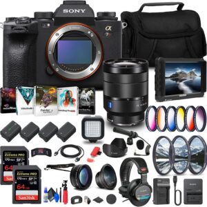 Sony Alpha a7R IIIA Mirrorless Digital Camera (Body) (ILCE7RM3A/B) + Sony FE 24-70mm f/4 Lens + 4K Monitor + Pro Headphones + Pro Mic + 2 x 64GB Card + Corel Photo Software + Case + More (Renewed)