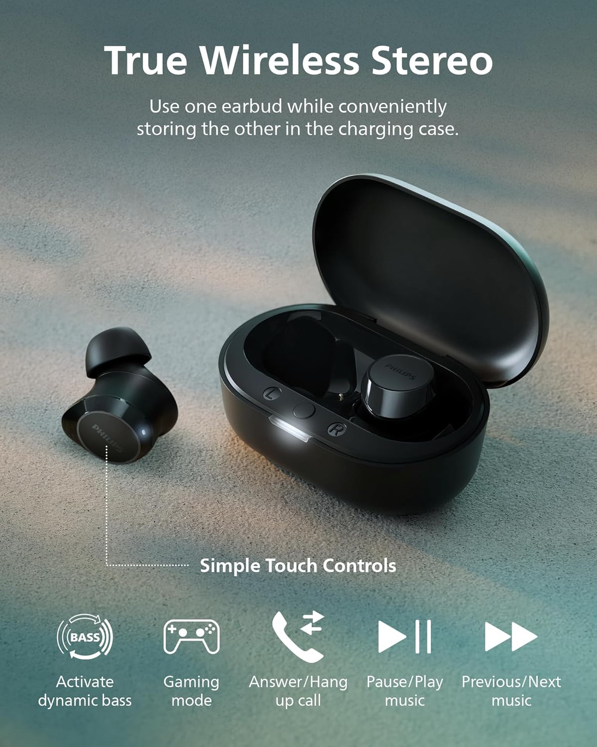 PHILIPS TAT1219 Wireless Earbuds,True Wireless Headphones,Powerful Bass with 10 mm Driver,Clear Call Quality with AI Mic,18 H Battery Life,Bluetooth 5.3,IPX4 Rating,Ergonomic Design for Comfort,Black - Image 7