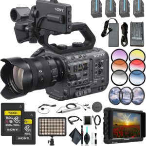 Sony FX6 Digital Cinema Camera Kit with 24-105mm Lens ILME-FX6VK, 4K Monitor, ECM-77B Mic, 2 x 160GB Memory Card, 3 x BP-U35 Battery, Filter Kit, Color Filter Kit, Bag, LED Light, and More