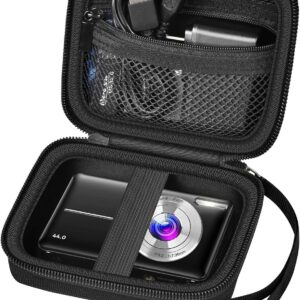 Digital Camera Case Compatible with VAHOIALD FHD 1080P/ for CAMKORY Digital Point and Shoot/for KODAK PIXPRO FZ45-BK 16MP Vlogging/for IWEUKJLO/for Nsoela, Holder for SD Card More- Black (Box Only)