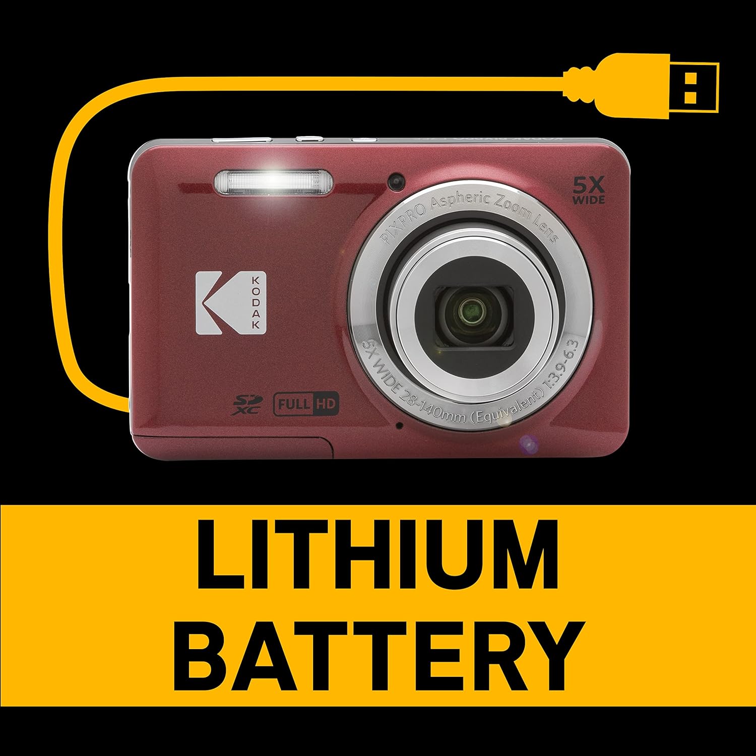 KODAK PIXPRO FZ55-RD 16MP Digital Camera 5X Optical Zoom 28mm Wide Angle 1080P Full HD Video 2.7" LCD Vlogging Camera (Red) Packaging May Vary - Image 5