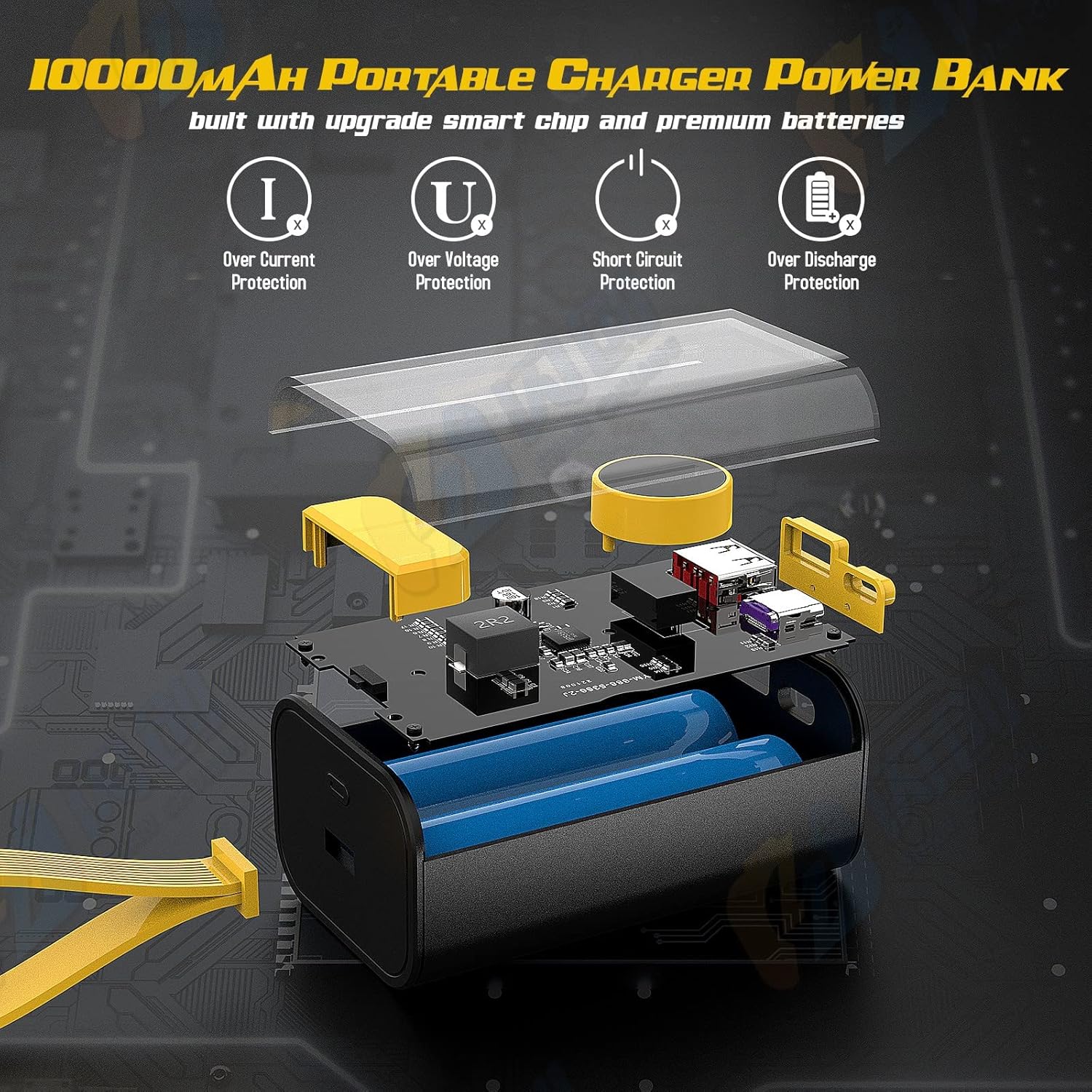 Portable Charger 10000mAh,Small Power Bank 22.5W Fast Charging,Transparent External Battery Pack,Input/Output External USB C Portable Phone Charger for iPhone iPad Samsung LG Android Cellphone(White) - Image 2