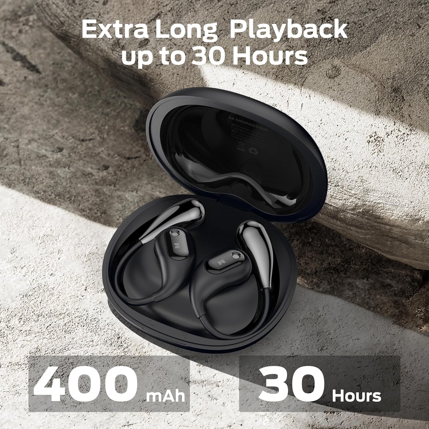 Monster Open Ear AC210 Headphones, Bluetooth 5.4 Earphones Stereo Sound, Wireless Headphones 30 Hours Playback, Type-C Charging, IPX5 Waterproof Open Ear Earbuds,Back - Image 4