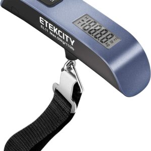 Etekcity Luggage Scale for Travel Essentials, Digital Suitcase Weight Scale with Hook, Travel Accessories for Portable Hanging Baggage, 110 Pounds, Battery Included