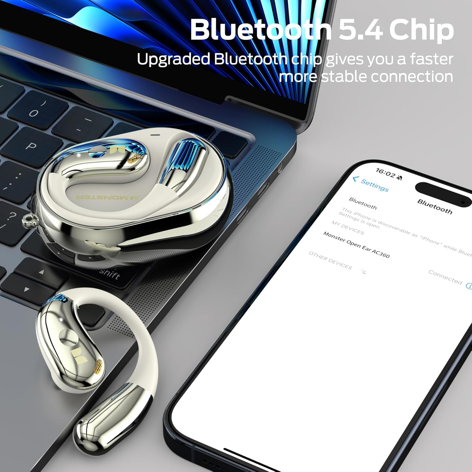 Monster Open Ear AC360, Wireless Bluetooth Rotary Earphone, with Lanyard, Upgraded Bluetooth 5.4, Touch Control, 24h Long Battery Life, IPX5 Waterproof,Long-Lasting Wear Without Fatigue - Image 7