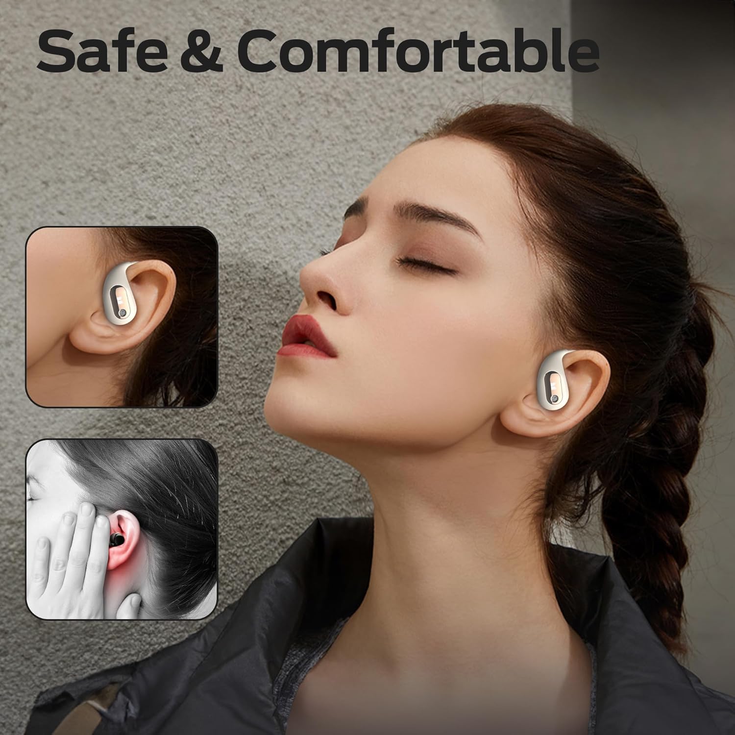 Monster Open Ear AC210 Headphones, Bluetooth 5.4 Earphones Stereo Sound, Wireless Headphones 30 Hours Playback, Type-C Charging, HD Clear Calls, Touch Control, IPX5 Waterproof Open Ear Earbuds,White - Image 7