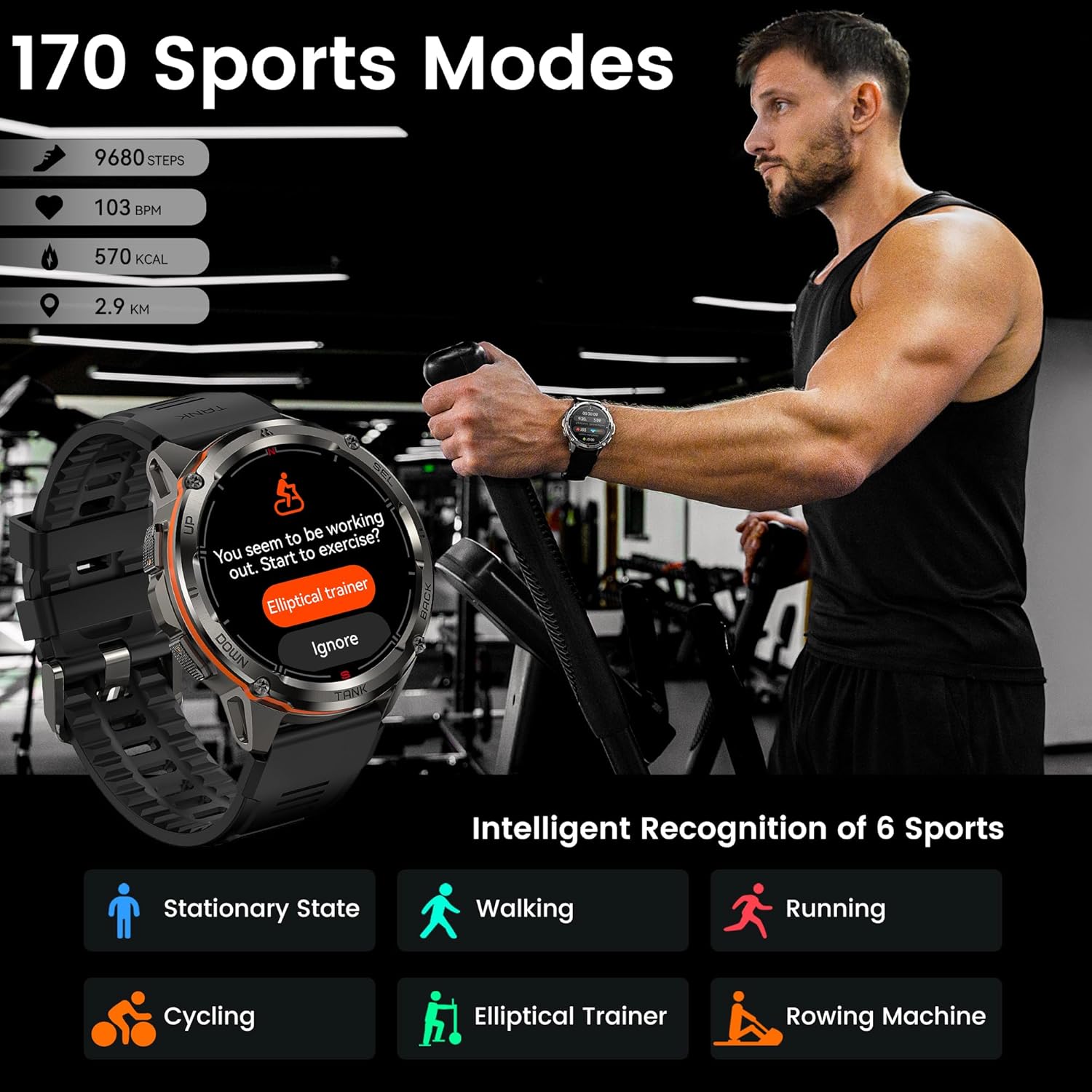 AMAZTIM GPS Smart Watch for Men, 6 Satellite Positioning, Compass, Stainless Steel Body, 50M Waterproof, 470mAh Extra-Large Battery, Answer/Make Call, 1.43" AMOLED Screen, Compatible for Android iOS - Image 7