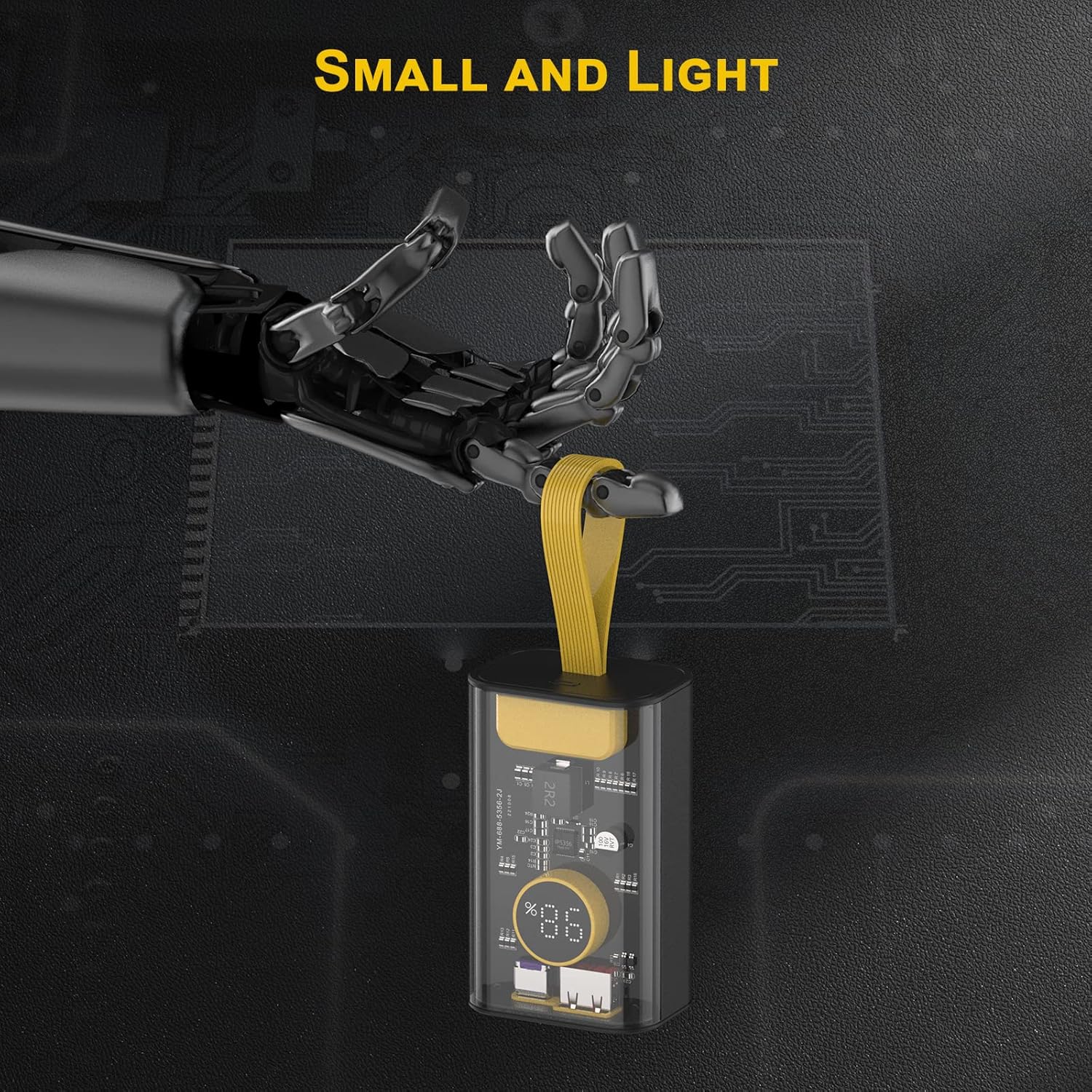 Portable Charger 10000mAh,22.5W Fast Charging Small Power Bank,Transparent External Battery Pack,Input/Output External USB C Portable Phone Charger for iPhone iPad Samsung LG Android Cellphone (Black) - Image 7