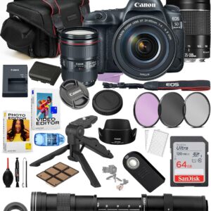 Canon EOS 5D Mark IV DSLR Camera with 24-105mm & 75-300mm Lens Bundle + 420-800mm Lens + Commander Optics Accessories Including Filters, Remote + Sandisk 64GB Memory, Software Package & More (Renewed)
