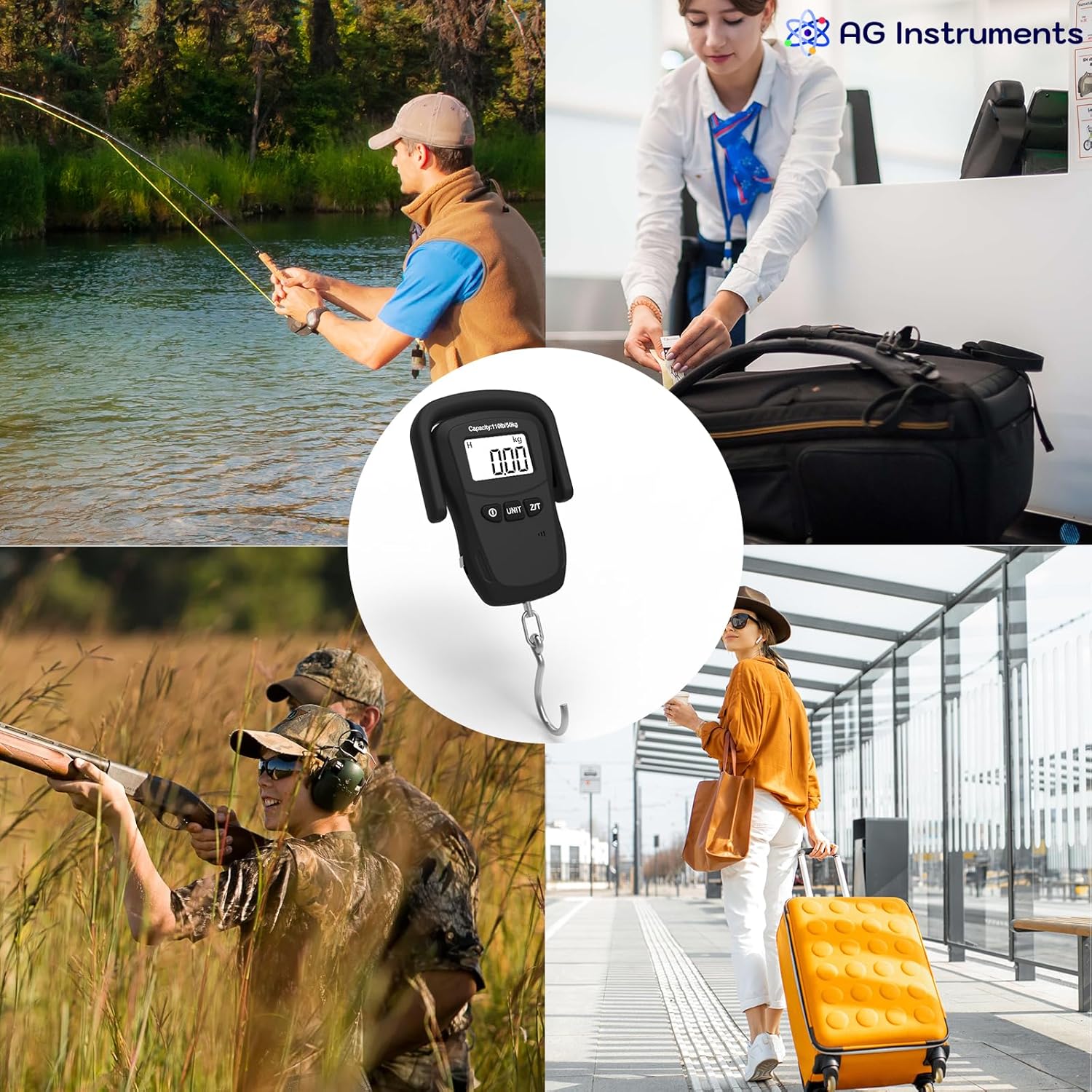 Fish Scale, Digital Hanging Scale, 110lb/1.6oz Accuracy, Durable Large Handle, Measuring Tape, Fishing Scale Luggage Scale - Image 7