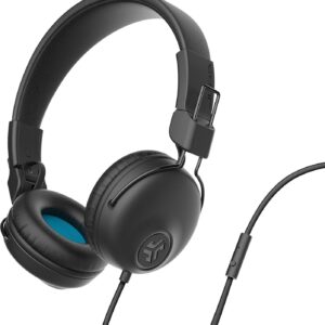 JLab Studio Wired On-Ear Headphones, Black, Tangle Free Cord, Ultra-Plush Faux Leather with Cloud Foam Cushions, 40mm Neodymium Drivers with C3 Sound