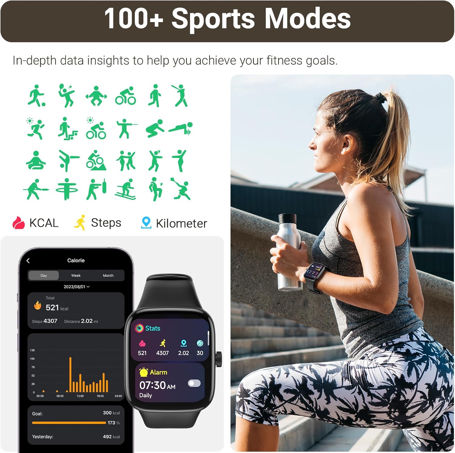 TOZO AMOLED S7 Smart Watch Bluetooth Call 1.85” Ultra HD Screen,Dynamic Dials Messages Push 100+ Sports Modes,Detect Human Health (Heart Rate,Blood Oxygen) with High Battery Life Touch Screen Watch - Image 6