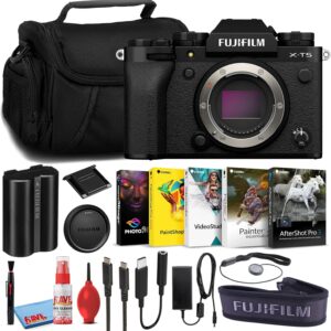 Fujifilm X-T5 Mirrorless Digital Camera (Body Only) (Black, 16782301) Bundle with Corel Photo Editing Software + Large Camera Bag + Lens Cap Keeper + Deluxe Camera Cleaning Kit + More