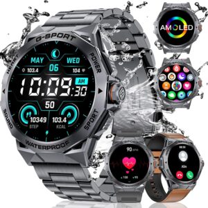 LIGE Military Smart Watch for Men(Dial&Answers),1.43" Always on Display Smartwatch for Android iOS with 400mAH,120+ Sports Modes,Heart Rate/Blood Pressure Tracker,Multifunction Smart Watch Space Grey