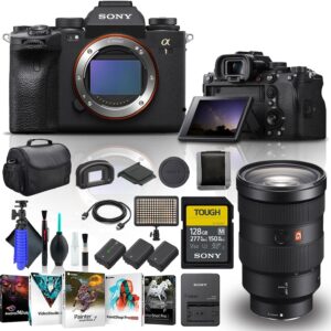 Sony Alpha 1 Mirrorless Digital Camera Body Only ILCE-1/B, Sony FE 24-70mm f/2.8 GM Lens, 128GB Tough Memory Card, Corel Photo Software, 2 x NP-FZ100 Compatible Battery, LED Light, and More