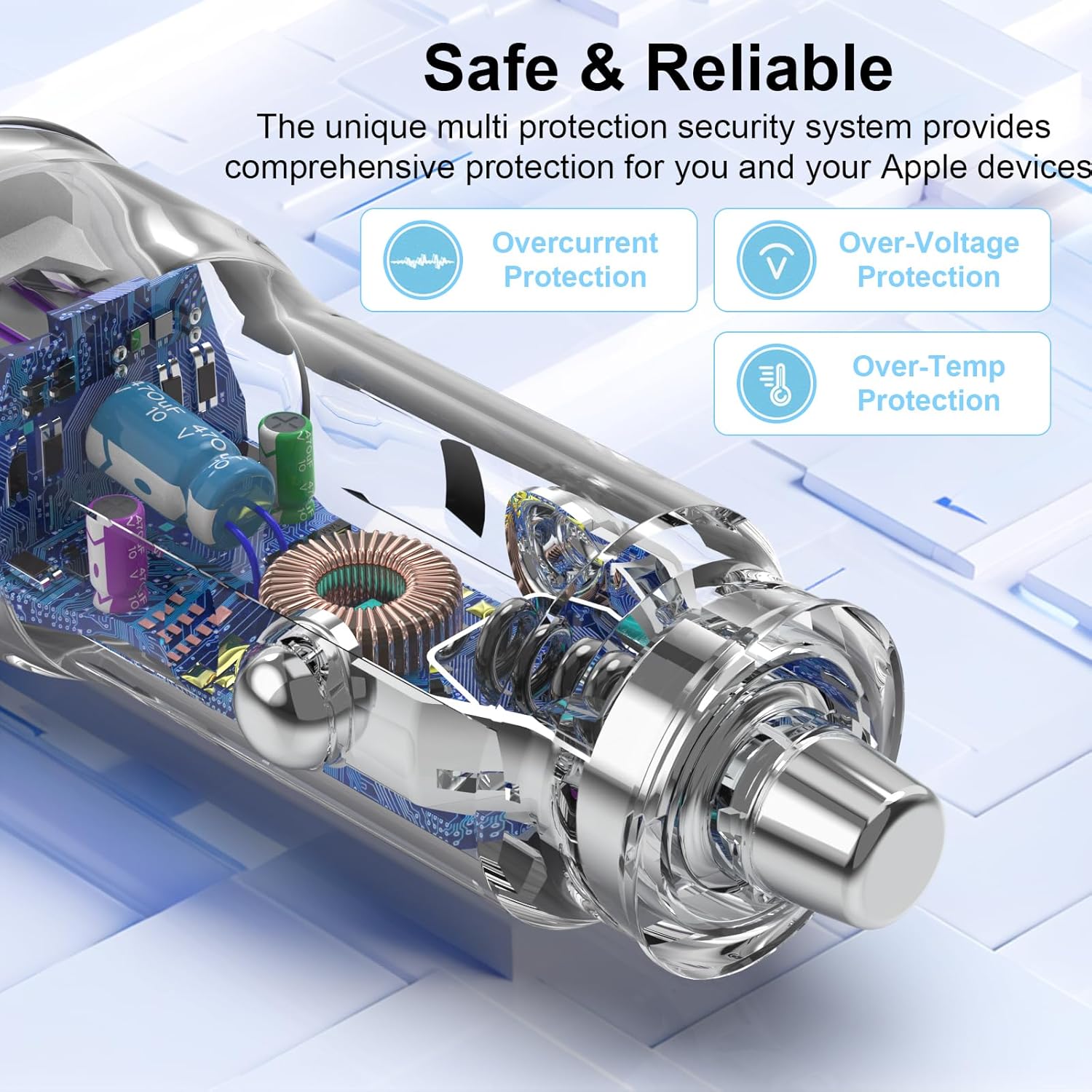 iPhone 16 Car Charger USB C Car Charger Adapter 2Pack 48W PD&QC4.0 Dual Port iPhone Car Charger with USB C to C Cable for iPhone 16/15 Series, Samsung Galaxy Series, iPad Pro, AirPods,Pixel,and More - Image 3