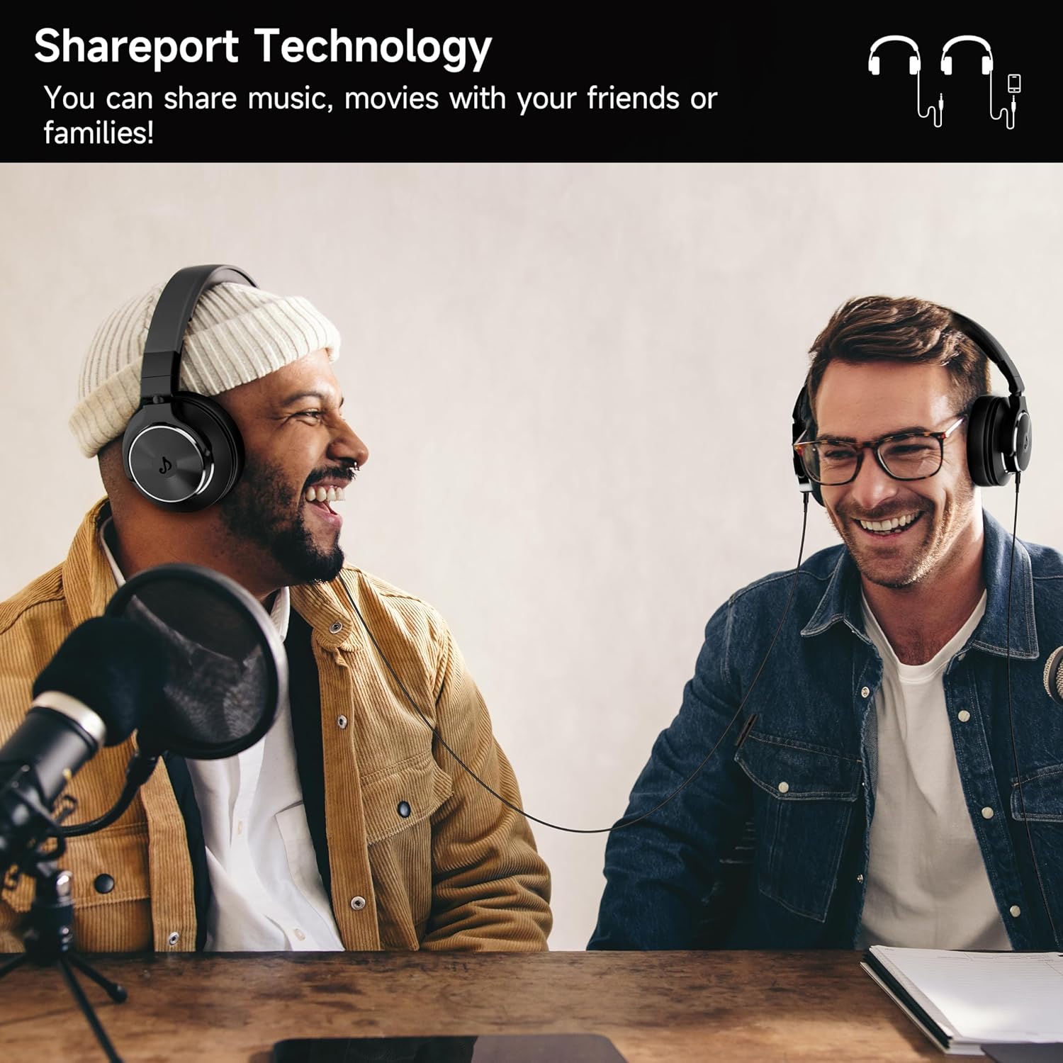 Wired Over Ear Headphones, Studio Monitor & Mixing DJ Headphones with 50mm Neodymium Drivers and 1/4 to 3.5mm Jack for Guitar AMP Podcast Piano Keyboard (Black) - Image 4