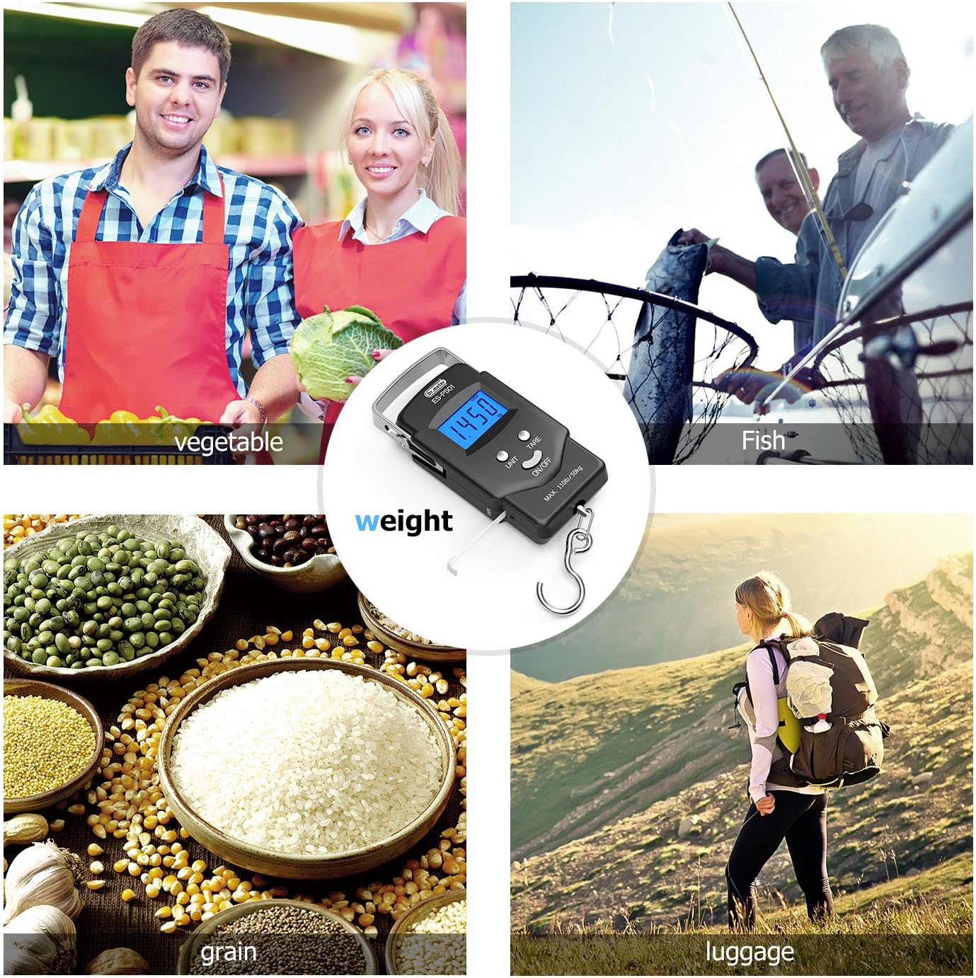 Dr.meter Fish Scale - PS01 110lb/50kg Backlit LCD Display Digital Scale with Built-in Measuring Tape - Fishing Scale with 2 AAA Batteries, Pocket Size - Fishing Gifts for Men - Image 7