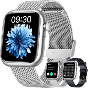 Smartwatch for Women Android Fitness Tracker: Silver Smart Watch Answer/Make Bluetooth Call Digital Watch Compatible Android ios phone IP67 Waterproof 123 Sport Mode Wrist Pedometer Heart Rate Monitor