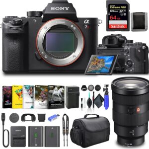 Sony Alpha a7R II Mirrorless Digital Camera Body Only ILCE7RM2/B, Sony FE 24-70mm Lens, 64GB Memory Card, Corel Photo Software, Case, External Charger, NPF-W50 Battery, Card Reader, and More