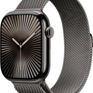 Apple Watch Series 10 [GPS + Cellular 46mm case] Smartwatch with Slate Titanium Case with Slate Milanese Loop - M/L. Fitness Tracker, ECG App, Always-On Retina Display, Carbon Neutral